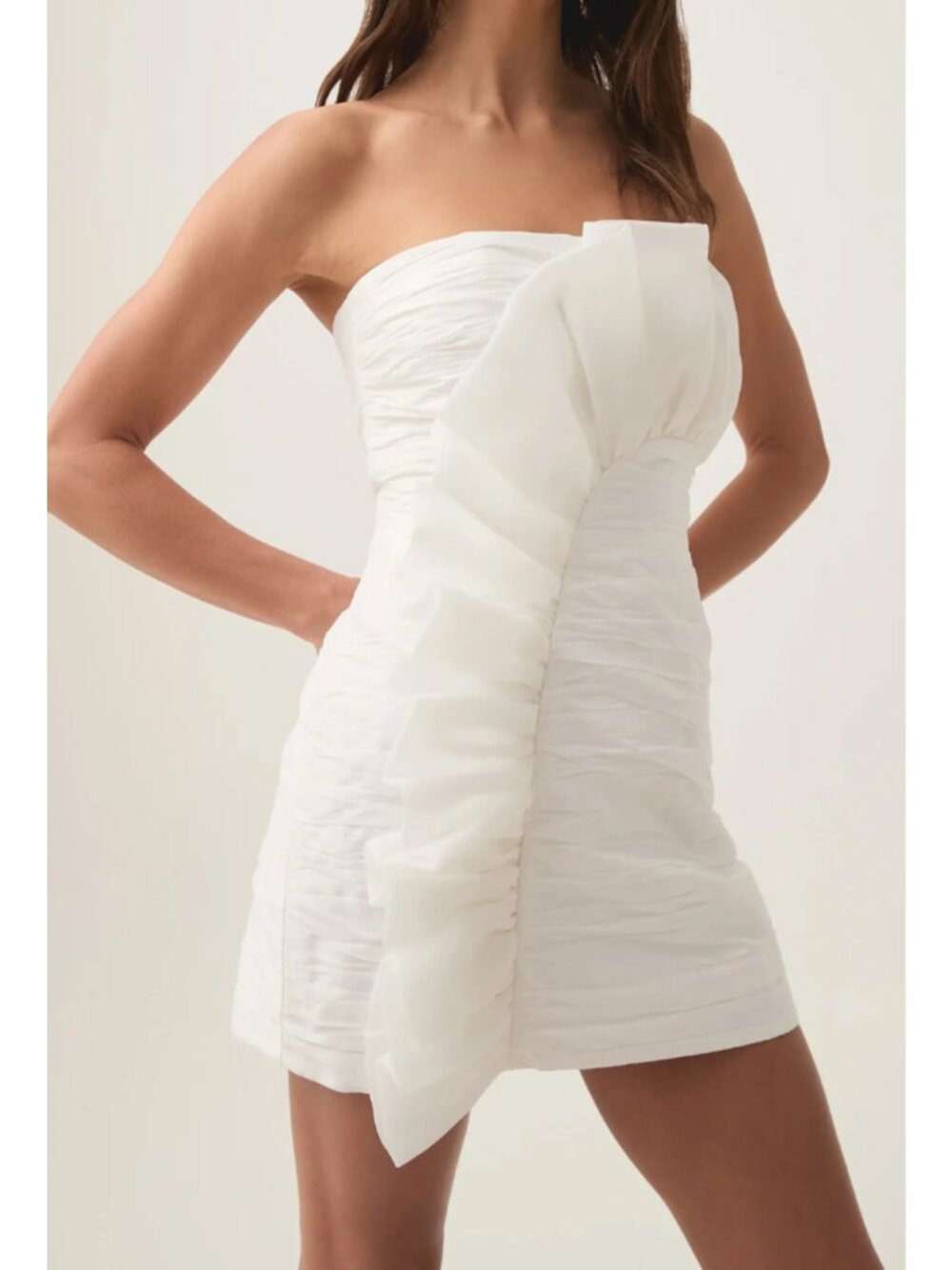 NWT Aje Telma Strapless Ruffle Mini Dress Ivory AU 10 US 6